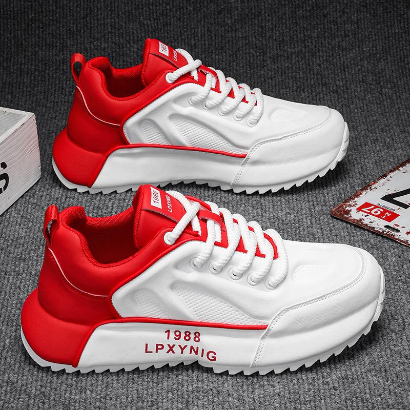 

Спортивная обувь большого размера Трендовые кожаные кроссовки папы Весенняя студенческая мужская обувь Черные кроссовки для бега 46