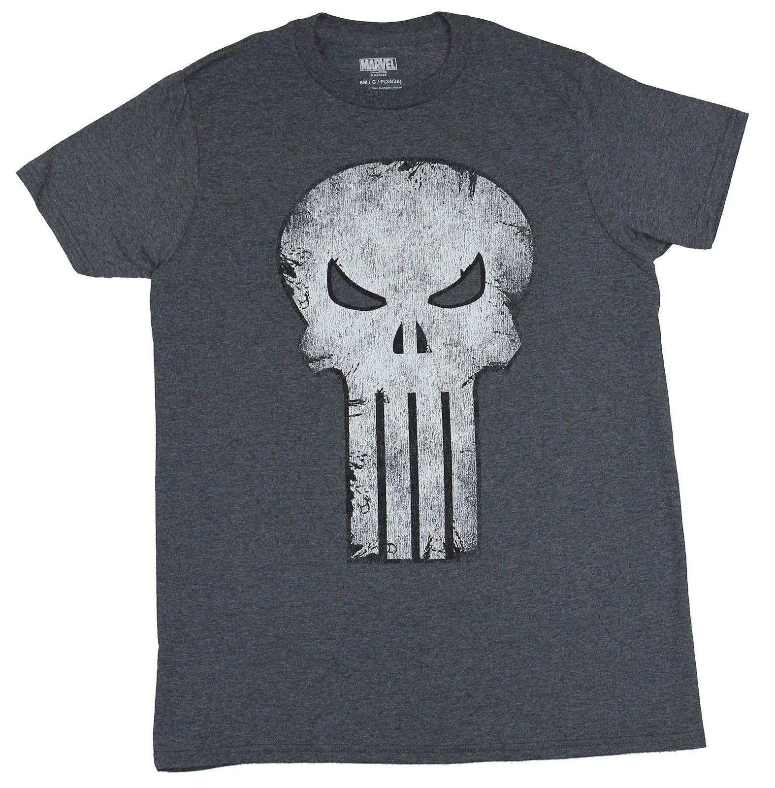 The Punisher Marvel Adult New T-shirt Cracked Edges Classic Distressed Logo S