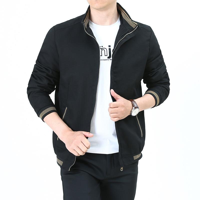 New spring and autumn thin casual jacket men's stand-up collar medium handsome top dad wear