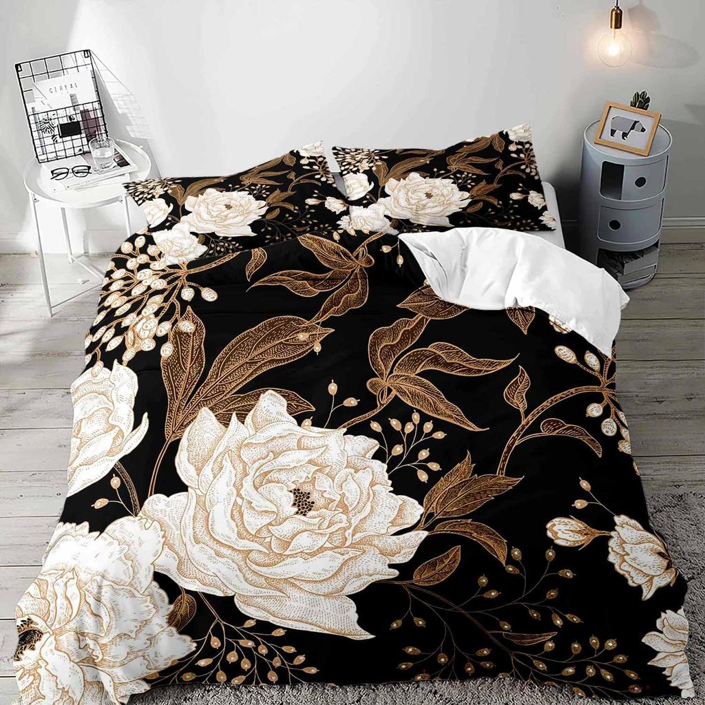 Boho Floral Soft Duvet Cover Set Young Girls Women Rom Quen Beding Set Vintage Buterfly Botanical Blosom Flower Warm Comforter Comfortable Quilt Cover