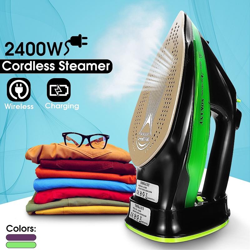220-240V 2400W 5 Speed Ceramic Soleplate Electric Cordless Steam Iron Adjustable Charging Portable Clothes Ironing Steamer