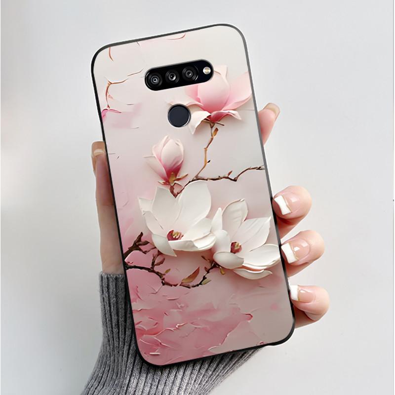 Weiche Hülle für LG K50S K40S Handyhülle LMX540HM LM-X540 LMX430HM LM-X430 Modischer Schmetterling Blume Schwarzer Silikon-Stoßfänger Abdeckung