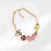 Colorful Insect Pendant Necklace Butterfly Insect Earrings Simple Chunky Chain Necklac  Girls