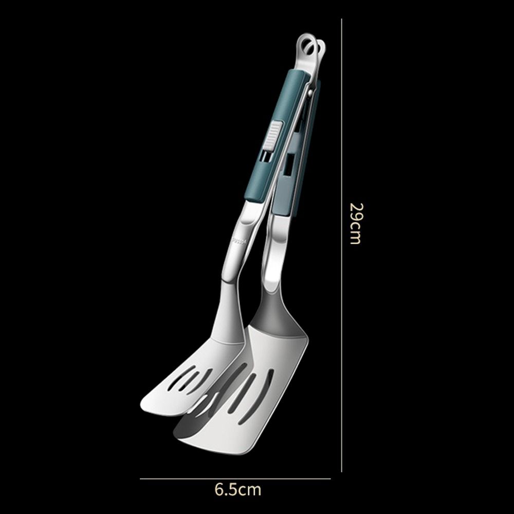 304 Stainless Steel Spatula Tong Multi-Functional Extended Handle Flip Spatula Heat-Resistant 2 in 1 Kitchen Grilling Tongs