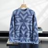 Men's Cashmere Jacquard Knit Pullover: Warm Long Sleeve Sweater