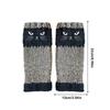 Strick Fingerlose Handschuhe Katze Stickerei Outdoor Wärmezubehör Warme Offene Fingerhandschuhe für Katzenliebhaber Frauen Mädchen Damen Mütter
