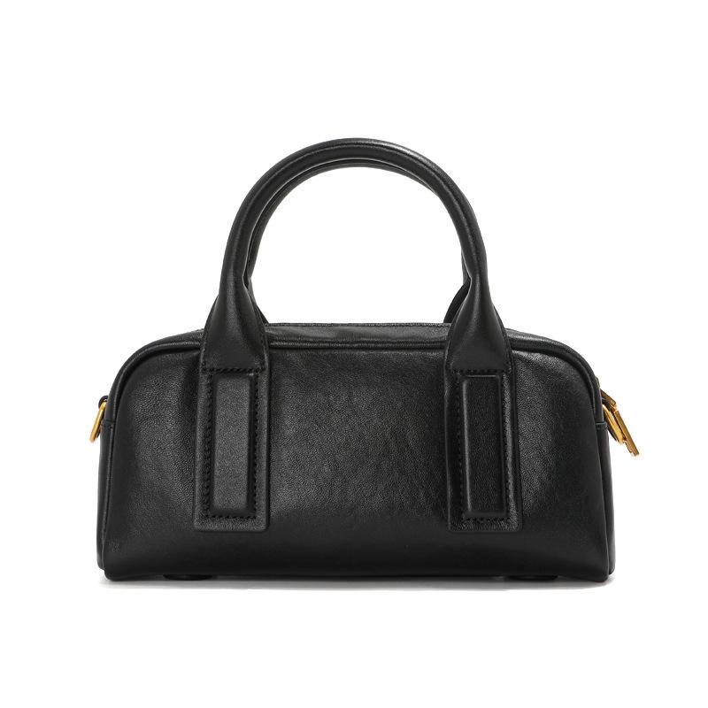 Poet Style Handmade Cowhide Top Layer Leather Womens Bag Retro Handbag Preserved Ball Bag Single Leather Decoration Small Square Bag