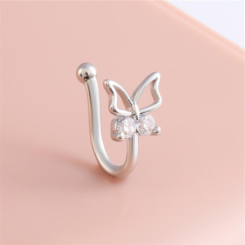 Trendy Butterfly Nose Ring U Shaped Clip Nose Ring Bendable Nose Ring For Women Girls  Non Pierced Nose Clip Gifts