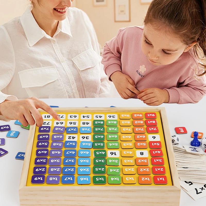 Wooden Multiplication Board Game With Magnetic Tiles For Kids Educational Fun