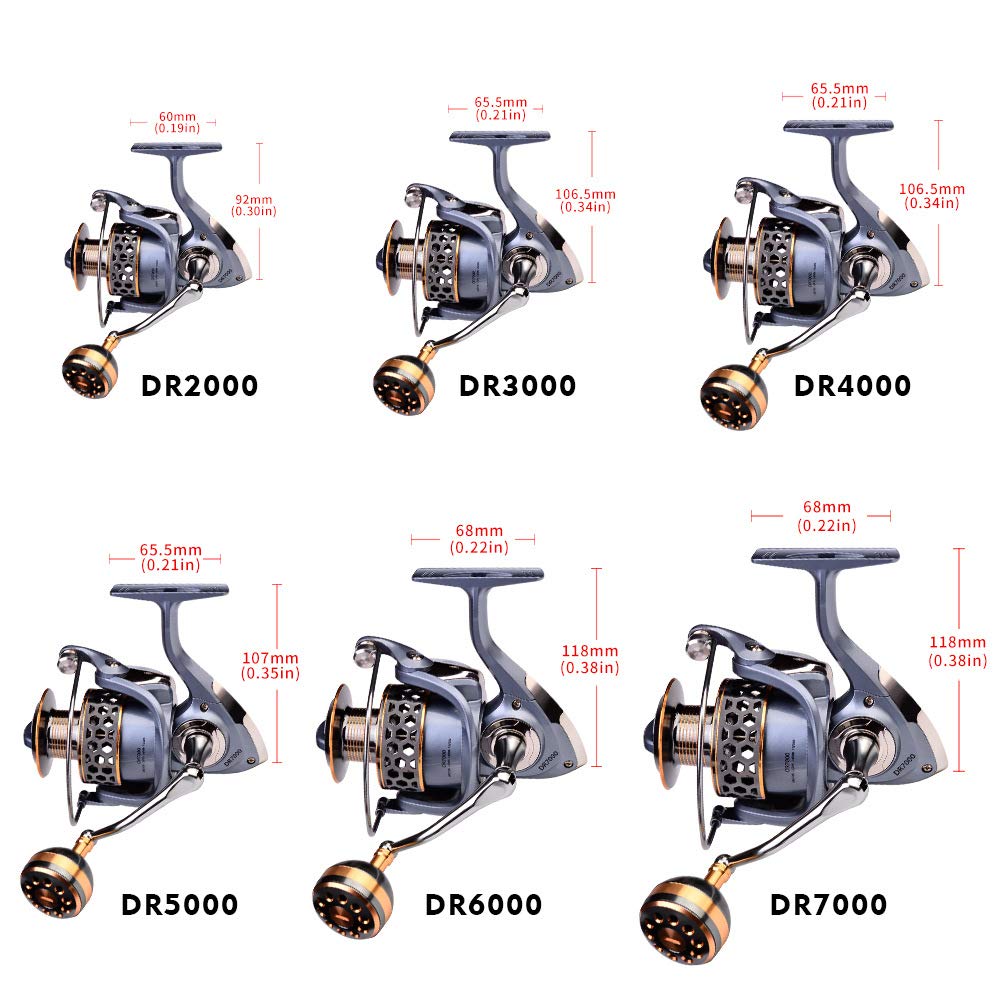 SPTFH Spinning Gear Ratio Max Drag Force Handle DR4000 CNC Metal Suitable for Freshwater and Saltwater Fishing Reel, Ultra-lightweight Long-casting
