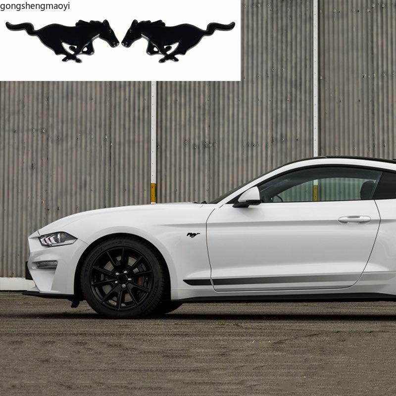 Car Styling 2 Pieces 3 D  Metal Stickers Horse Racing Logo Car Side Badge Trunk Decal Suitable for Ford Mustang Shelby GT 350 500 Cob