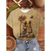 Dam T-shirt 3D 3D Ansiktstryck Mode Dam Kortärmad Rund Hals Casual Bekväm Topp