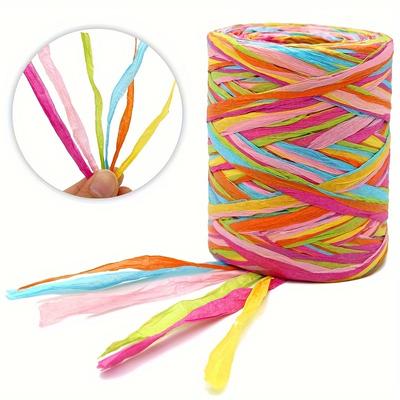 1pcs Colored 262 Feet Raffia Paper Ribbon,6 Colored Packing Paper String Perfect for Gift Wrapping and DIY Decoration