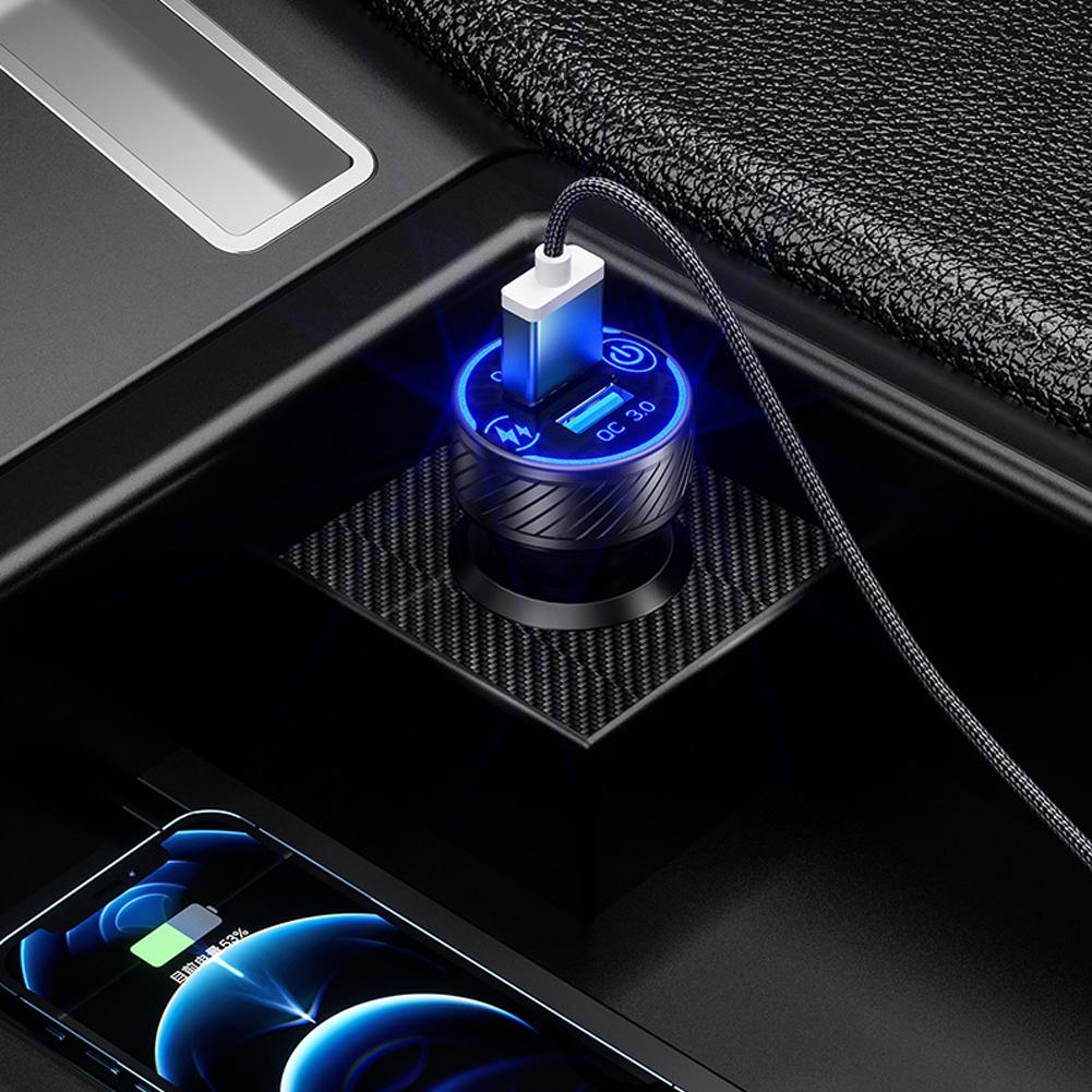 18W Dual QC 3.0 USB Port Multiple Car Charger Socket with Touch Switch Fast Charger Car Adapter Triple Aluminum Metal 12V 24V