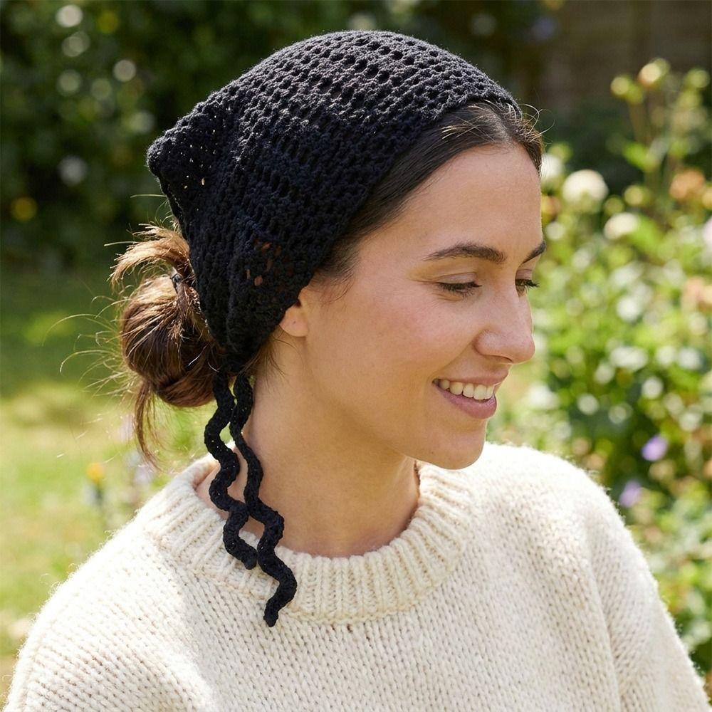Soft Knitted Headband Hollow Out Triangle Headscarf Bandana Bohemia Style Hair Scarf Women