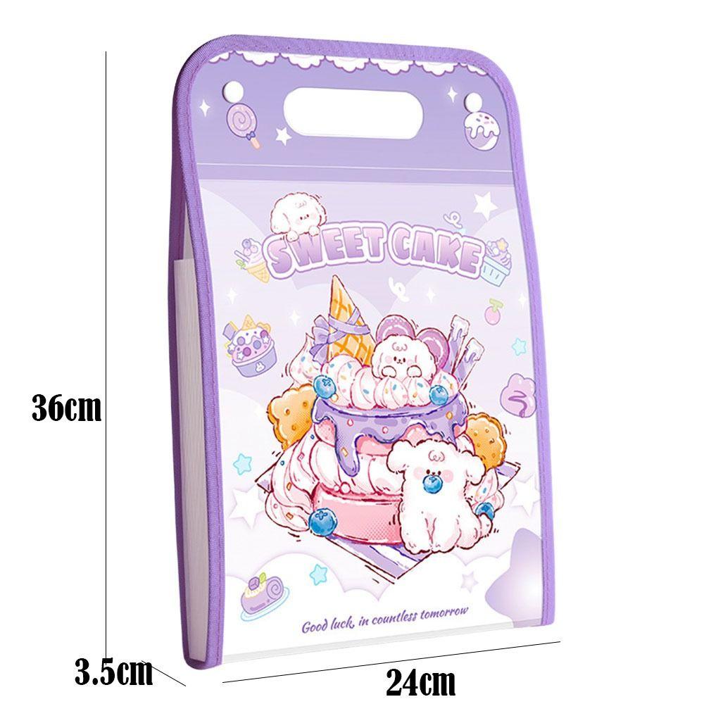 Cartoon Animal A4 File Folder 3-Layer Expanding Test Paper Storage Bag  School Office Supplies