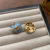 Elegant Vintage Blue Floral Enamel Dangle Earrings - Geometric Style, Blogger Recommended