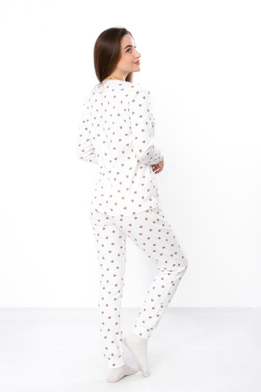 Women's cozy pajamas – Heart pattern, top with buttons, Any season 8268-016 HC