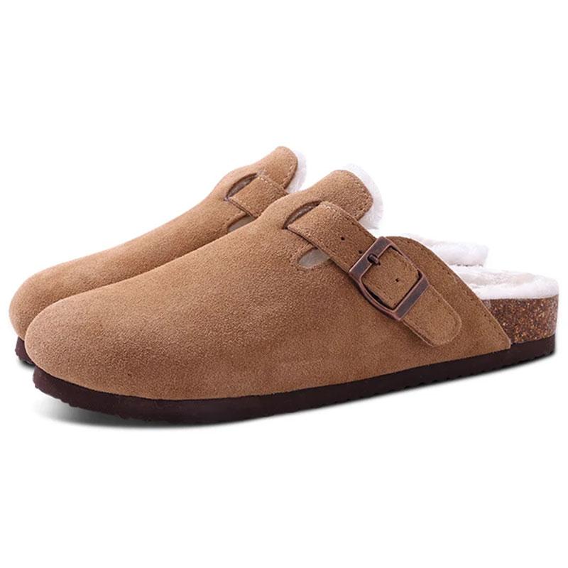 Fashion Kidmi New Women Clogs Men Clogs Suede Slippers Fashion Cork Footbed Leather Slippers Classic Mules Soft Antiskid House Slippers