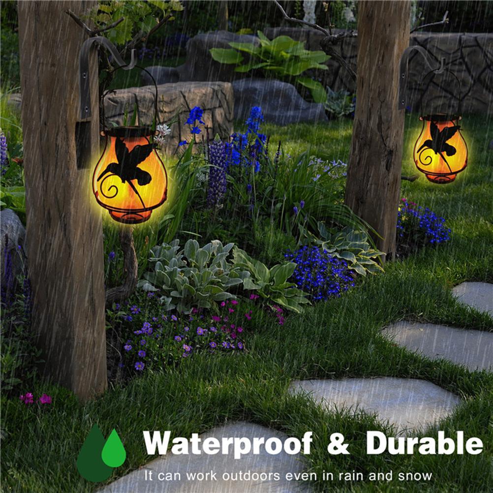 Solar Flame Lantern Lights Flickering Flames Outdoor Solar Lights Hanging Lanterns Waterproof