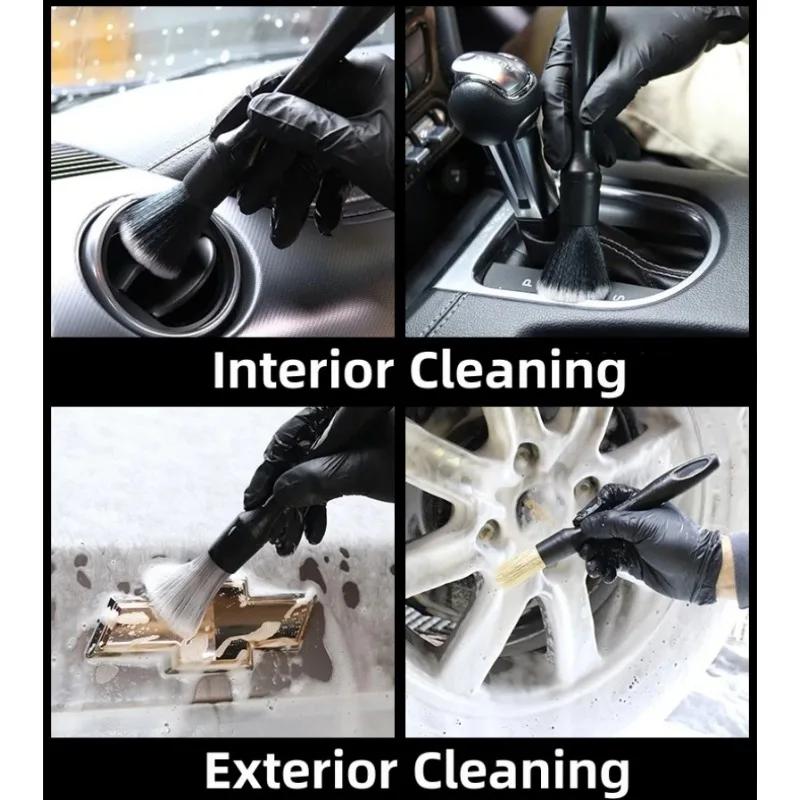 3PCS Automotive Interior Detail Brush Set Soft Synthetic Wool Instrument Panel Clearance Air Conditioning Outlet Dust Brush