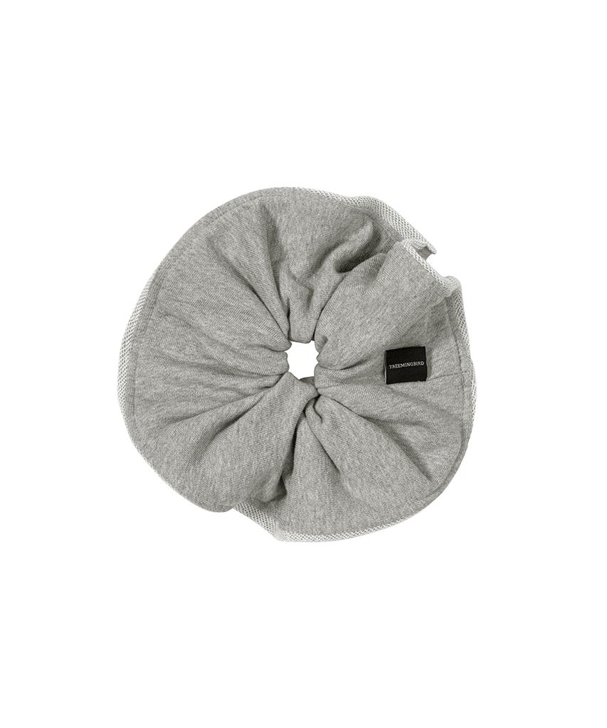 Treemingbird Maxi Frayed Scrunchie [ Melange Gray ]
