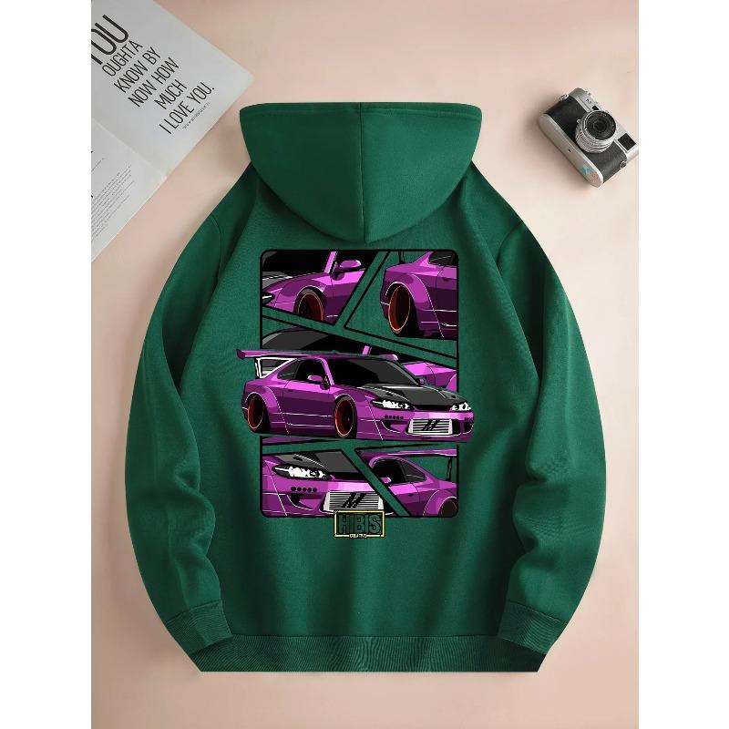 2025 Popular 3D Fashion Printed Men's Sportswear Casual Hooded Shirt Daily Drawstring Car Printed Kangaroo Style Front Pocket