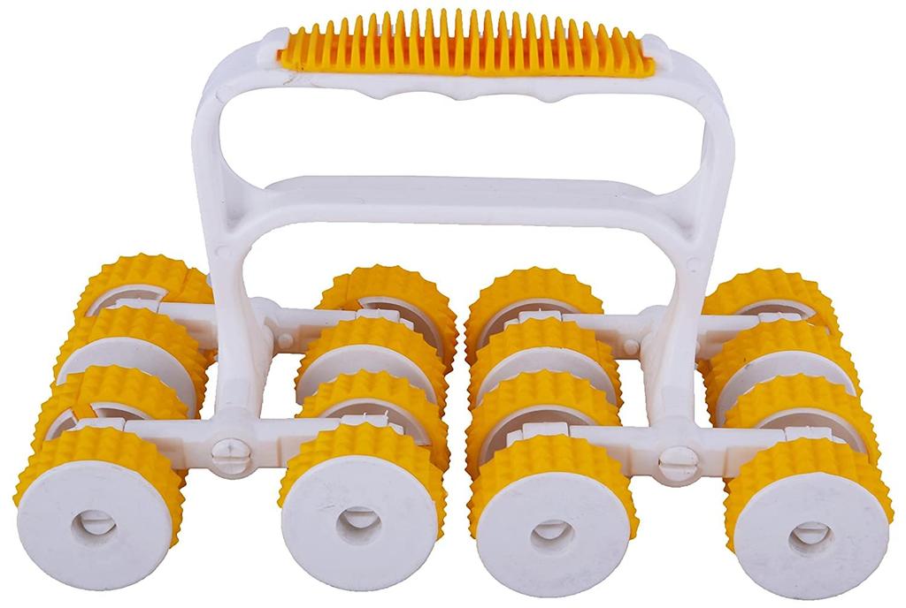 Kunya® Acupressure Hand Roller Full Body Massager Plastic Power Roll Body (Yellow, 17 x 21 x 15cms)