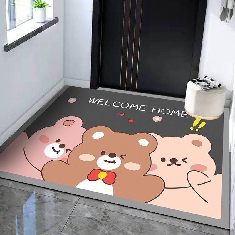 

Grey Cartoon Diatomaceous Earth Absorbent Door Mat - Dirt-Resistant Entrance Foot Pad for Households 40*60 cm