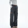 American retro gray overalls men's and women's summer loose straight pants wide-leg casual pants paratrooper pants tide