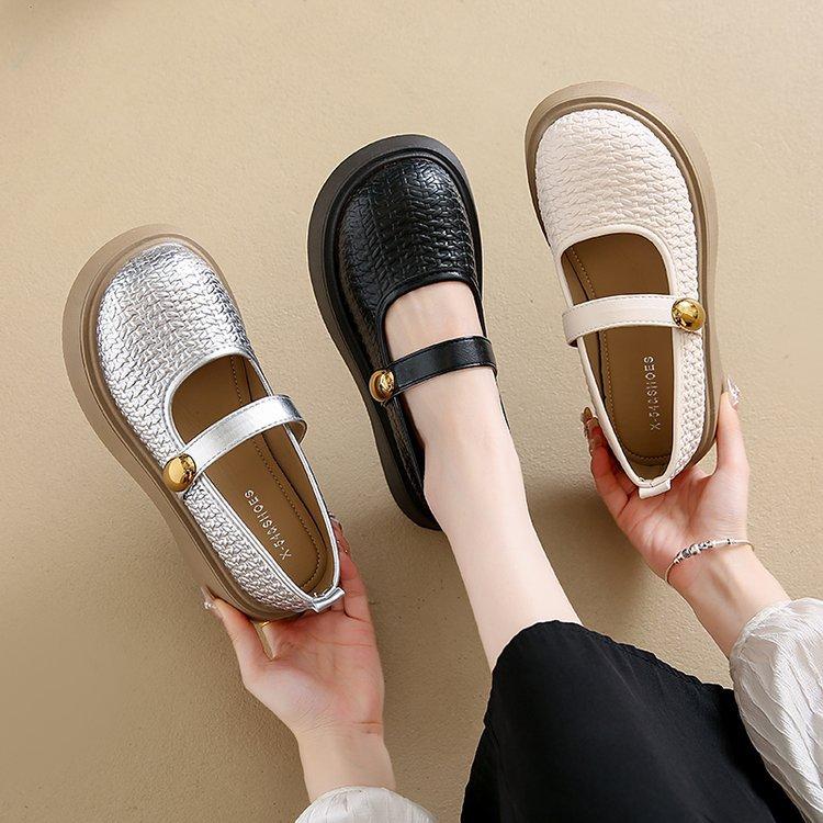 Mary Jane thick-soled heightening little white shoes women's 2025 new versatile one-pedal lazy loafers shallow single shoes women