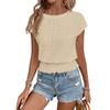 Ladies' Fashionable Round-neck Solid-color Short-sleeved Shirt With Cutout For Summer