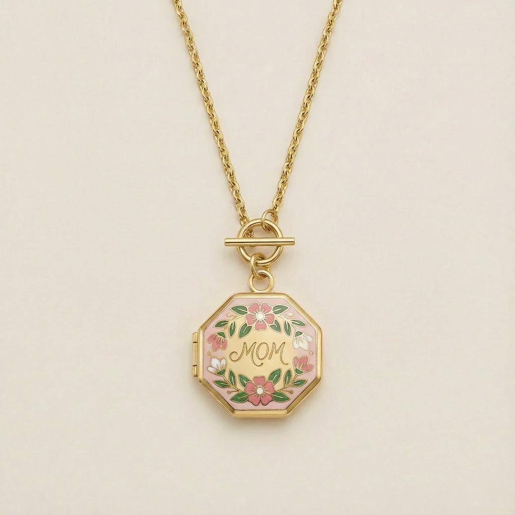 

Heart-Shaped Mom Pendant Can Be Opened And Closed Necklace, Simple And Fashionable Versatile Collarbone Chain, New Year S Gift.