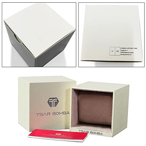 TSAR BOMBA Men's Skeleton Automatic Mechanical Watch with Analog Skeleton Movement, 5 ATM Water Resistance, Silicone Strap, Large Barrel Dial, Steel C