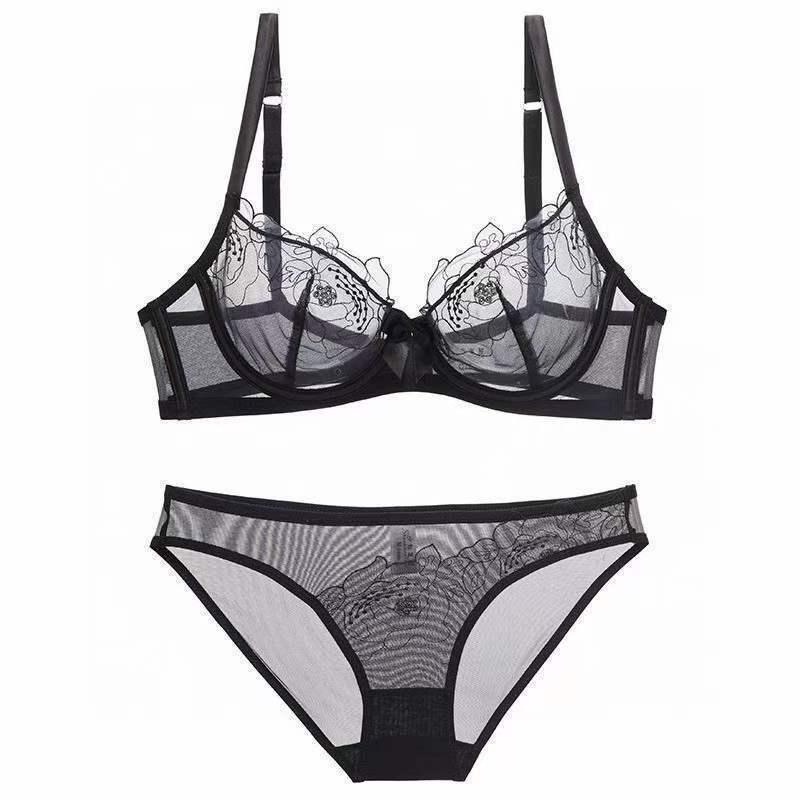 

Нижнее белье во французском стиле: Сексуальный кружевной комплект бюстгальтера и трусиков для всех размеров, подчеркивающий чистое желание и сентиментальность. 38/85AB