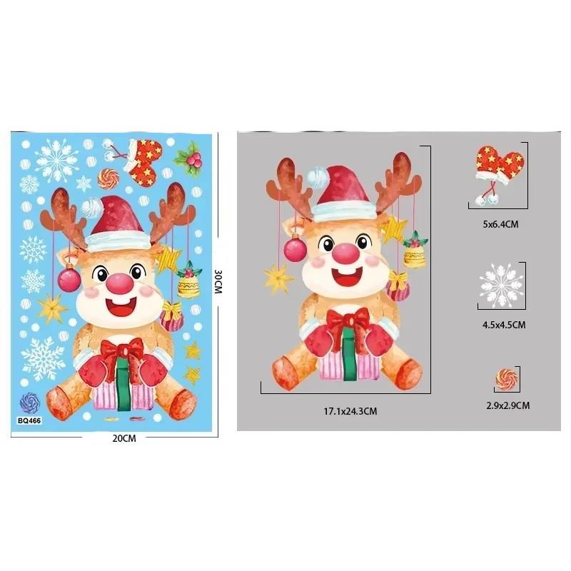 Christmas Pink Santa Claus Stickers Xmas Ball Garlands Bell Snowman Static Stickers Merry Christmas Decor Happy New Year