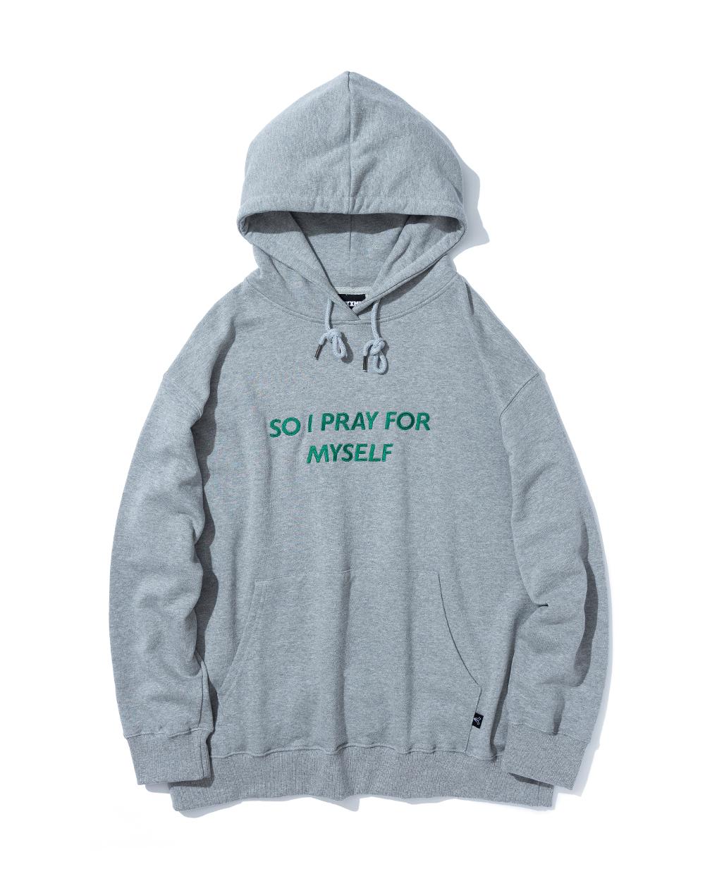 Black Smith So I Pray For Myself Oversize Fit Hood T-Shirt Gray