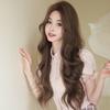 Japanese and Korean Style Women’s Long Wavy Wig with Middle Part Tea Brown Synthetic Full Wig