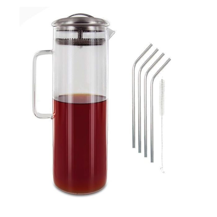 1.5 Liter Iced Tea Carafe + 4 Stainless Steel Straws