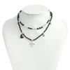 Gothic Plane Pendant Necklace Layer Black Beaded Charm Spikes Necklaces Crystals Cubic Zirconia Faith Jewelry for Women