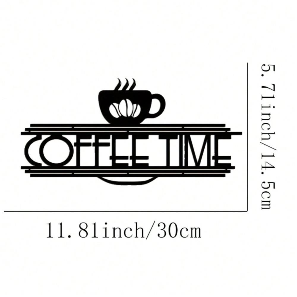 Laser Cut Iron Metal Wall Art Sign Coffee Cup Bean Design Minimalist Black Home Decor Office Cafe Kitchen Hanging Gift