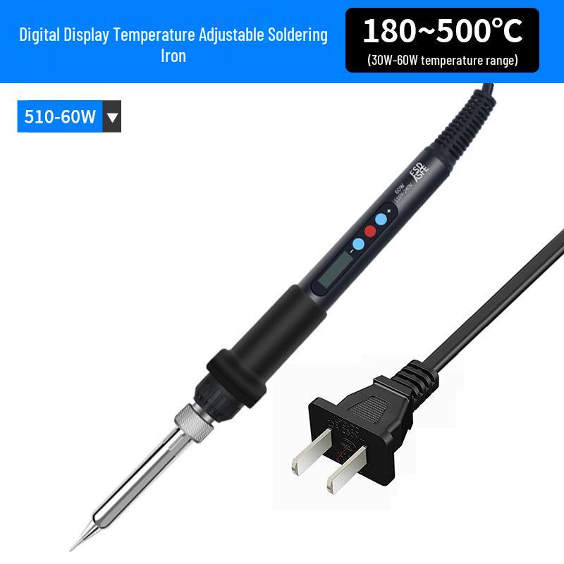 Adjustable Temperature 60W/80W/120W Electric Soldering Iron with Digital Display - Inner-Heated EU Standard Repair Kit.