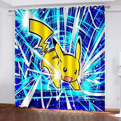 Anime Pikachu High Blackout Curtain 2 Pieces 220x215Ccm Living Room Bedroom Decoration Cartoon Custom Curtains