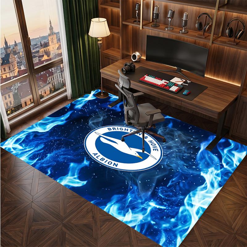 Brighton & Hove Albion Football Print Crystal Velvet Rug, Comfortable Water Absorbent Non Slip Indoor Floor Carpet
