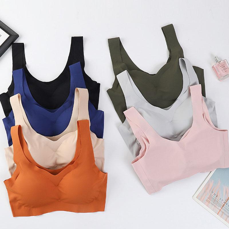 Бесшовное нижнее белье из ледяного шелка One Piece, без косточек, собирающее, женский красивый бюстгальтер для спины и сексуальный спортивный бюстгальтер S чёрный