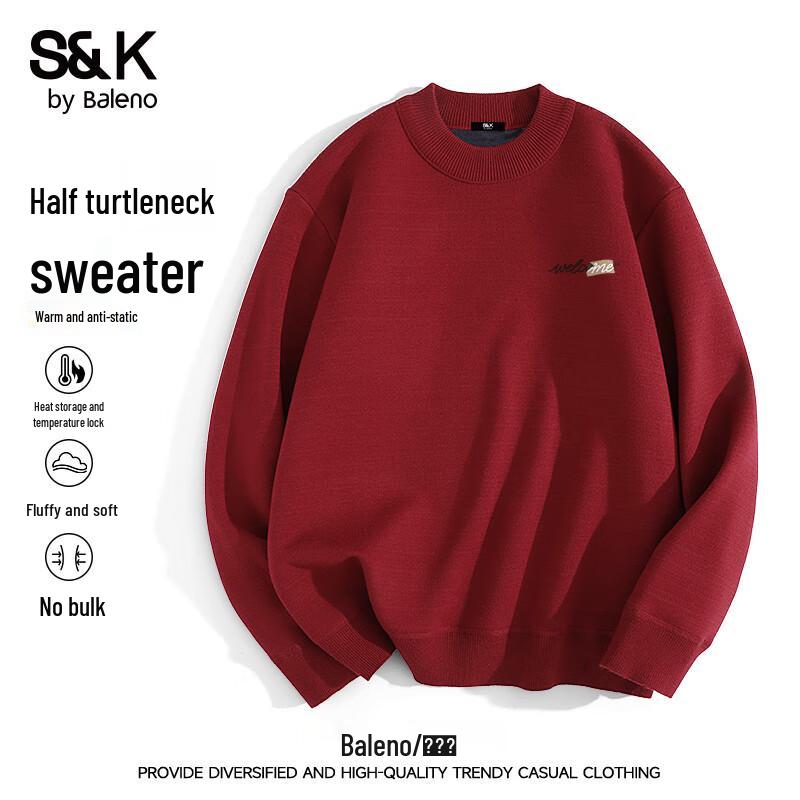 Baleno Men's S&K Heavyweight Fleece-Lined Semi-High Collar Sweater