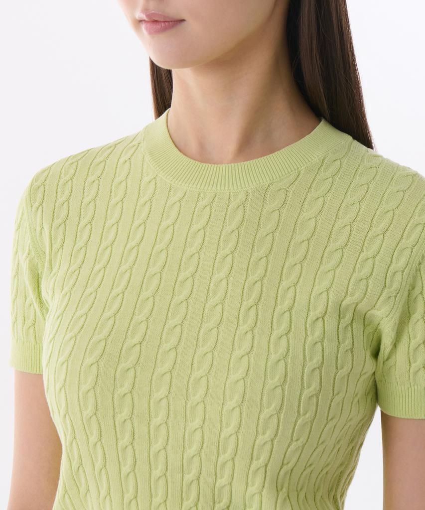 MUSINSA STANDARD WOMAN Women'S Cable Crew Neck Short Sleeve Knit [Melon]
