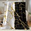 Gold Marble Black White Fleece Blanket Soft Flannel Throw Modern Luxury Home Decor Art Print Bedding Gift For Adults Cozy Style