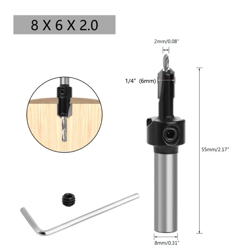8/10mm Round Shank Countersink Drill Bit High Speed Steel Milling Cutter Metal Hole Cutter Woodworking Drilling Tools