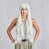 Long white wig 100 cm cosplay anime manga hair straight bangs cap